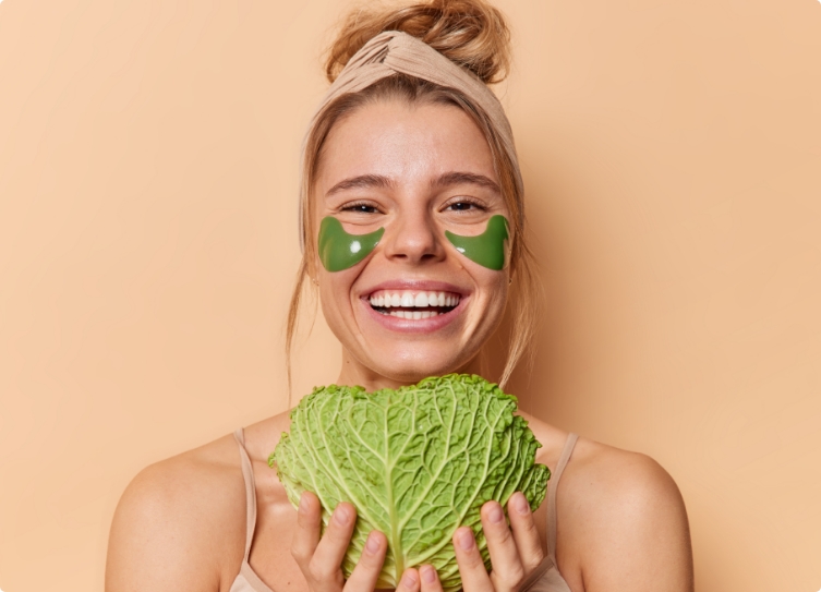 Woman smiling with eyemask on
